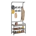 thumbnail image 1 of Coat Rack Shoe Bench, 3-in-1 Hall Tree Shoe Rack for Entryway, 3-Tier Storage Shelf and 8 Hooks Removable, Industrial Accent Furniture with Steel Frame, Multifunctional Hallway Organizer, 1 of 9