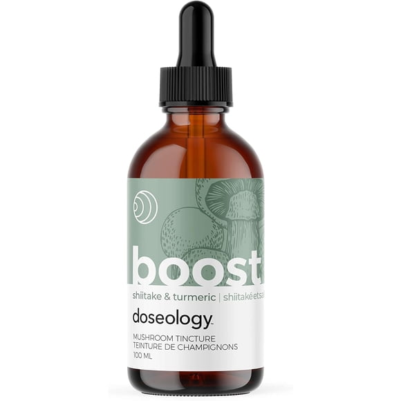 Doseology, Boost – Shiitake & Turmeric Immune Tincture, Dual Extract, Fruiting Body Mushroom, Natural Antioxidant & Immune Support, 100ml (One Month)