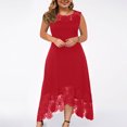 thumbnail image 1 of Robes d'Invitée de Mariage pour Femmes Mode Décontractée Couleur Unie Grande Taille Col Rond Aguichant Dentelle Sans Manches Ample Robe Chandail Tunique Hauts pour Femmes Coupe Ample Chic en Liquidation, 1 of 7