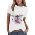 thumbnail image 1 of LUOGENLI T-shirts pour Femme pour Femmes Femmes Été Décontracté Mode Col Rond Manches Courtes T-Shirt à Imprimé Floral Haut T-shirts pour Femmes T-shirts Graphiques Vêtements d'Été L, 1 of 4