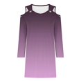 thumbnail image 4 of Robes Fluides pour Femmes Automne Robe à Épaules Dénudées pour Femmes Automne Manches Longues Col en V Ligne A Mini Robe Soleil Tuniques Robes Femmes Grande Taille Robes d'Automne P-29 Violet m, 4 of 5