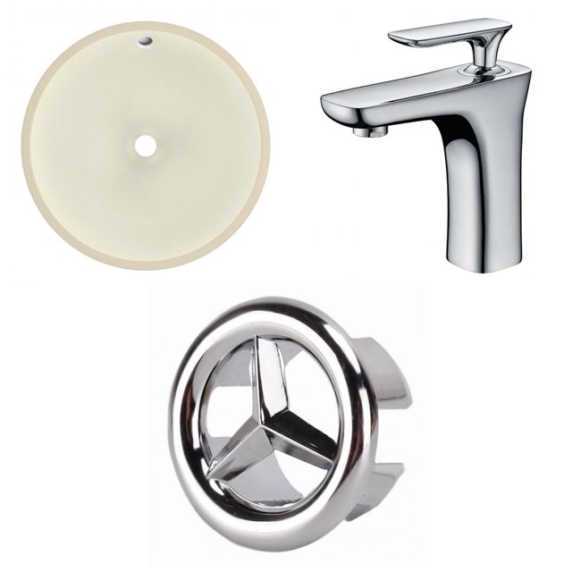 American Imaginations 16-in. W Round Bathroom Undermount Sink Set In Biscuit - Chrome Hardware AI-26770