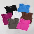 thumbnail image 2 of LYMAYTER Women's Square Collar Tank Summer Tight Ribbed Crop Tops Casual Basic Shirt for S-L, 2 of 10