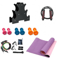 thumbnail image 1 of Home Gym Starter Kit - 32 LB Neoprene Dumbbells Set with Rack, 6mm Yoga Mat, 11 Pcs Resistance Bands Set, and Jump Rope, 1 of 5
