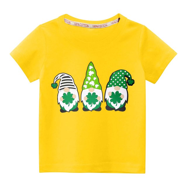 vdgthytj Enfants Garçons Filles T-Shirts de la Saint-Patrick Trèfle Graphique Col Rond Manches Courtes Hauts d'Été Blouse