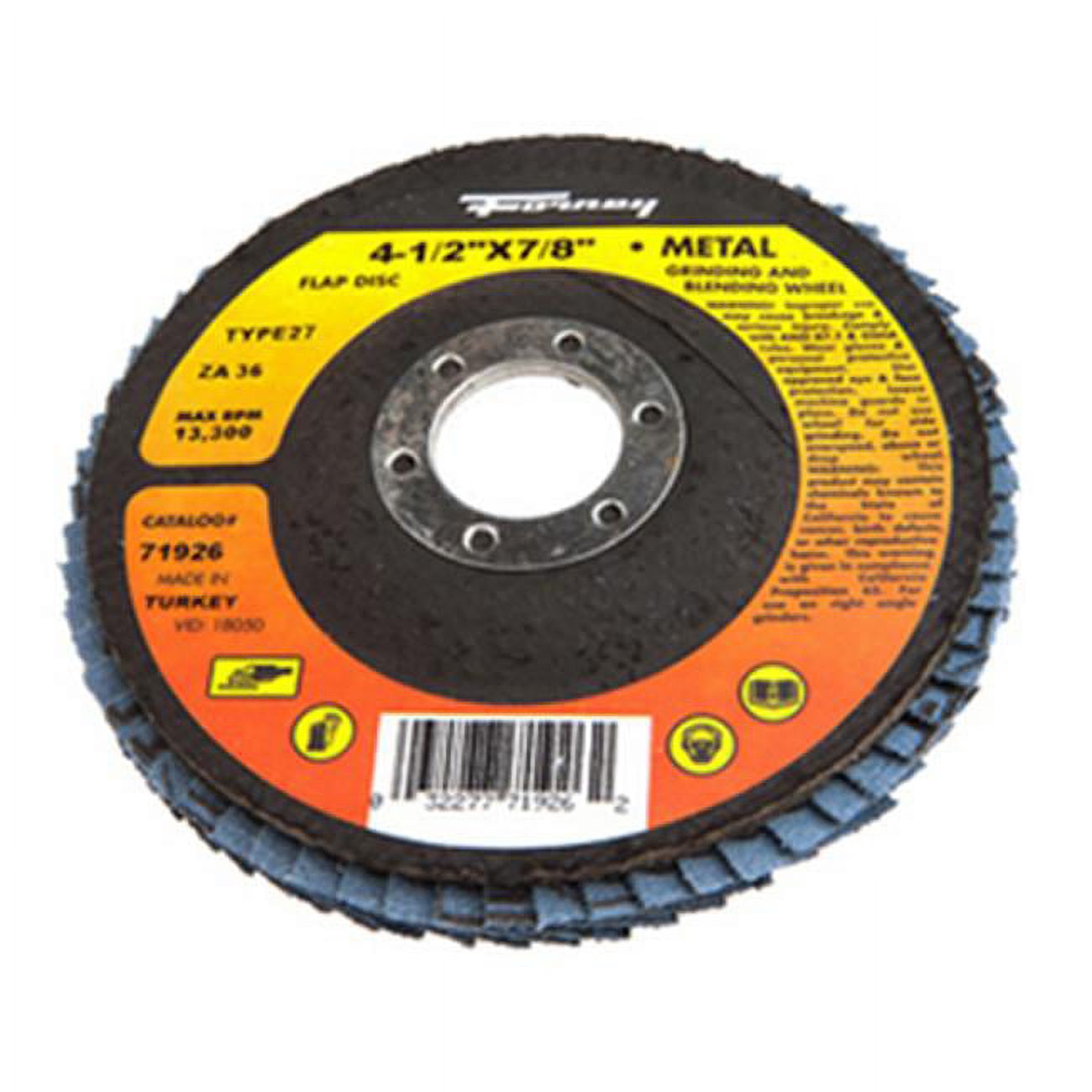Forney Industries Inc 71926 Disc Flap Type27 36Grit - 4.5 in.