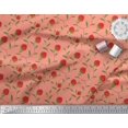 thumbnail image 2 of Soimoi Rayon Fabric Leaves & Strawberry Fruits Printed Craft Fabric by the Yard 56 Inch Wide, 2 of 3