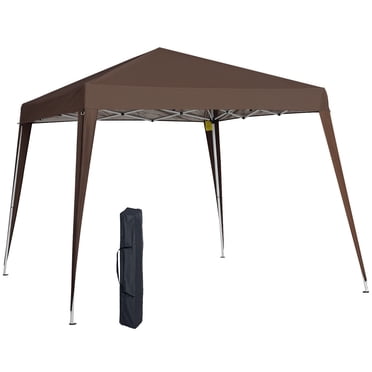 Outsunny 8' x 8' Pop Up Canopy Foldable Outdoor Canopy Tent w/ Bag, Coffee