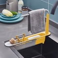 thumbnail image 4 of Retractable Water Filter Rack Basket - Expandable Sink Mounted organizer Multi-Functional Drying Rack & Utensil Holder Sturdy, Yellow, JKODE, 4 of 9