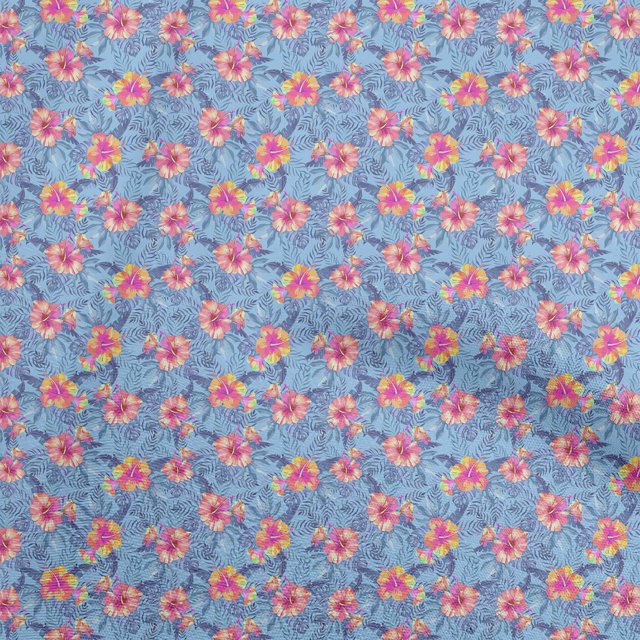 oneOone Velvet Light Blue Fabric Tropical Sewing Craft Projects Fabric Prints By Yard 58 Inch Wide