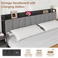 thumbnail image 4 of Kojooin Bed Frame with Storage Headboard, Industrial Full Platform Bed with 2 Large Drawers and Charging Station, Black No Box Spring Needed Bedframe, 4 of 7