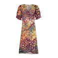thumbnail image 5 of Lenago Summer Plus Size Summer Dresses Dress For Womens Summer Floral Printed Irregular Hem Dress V Neck Short Sleeve Button Dresses Party Beach Dresses on Clearance, 5 of 5