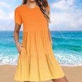 thumbnail image 1 of Weiqiqre Robes de Travail pour Femmes, Robe T-Shirt d'Été Décontractée à Manches Courtes pour Femmes, Robes Mini à Étages avec Poches, 1 of 6