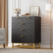 BeesClover 5 Drawer Dresser for Bedroom, Chest of Drawers with Metal Base, Modern Dresser Chest Cabinet Organizer for Living Room, Hallway, Closet