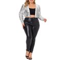 thumbnail image 2 of GRACE & GRANDEUR Grande Taille pour Femmes Veste à Paillettes Fête Ouverte devant Boléro à Manches Longues Veste Courte Argent 4X, 2 of 5