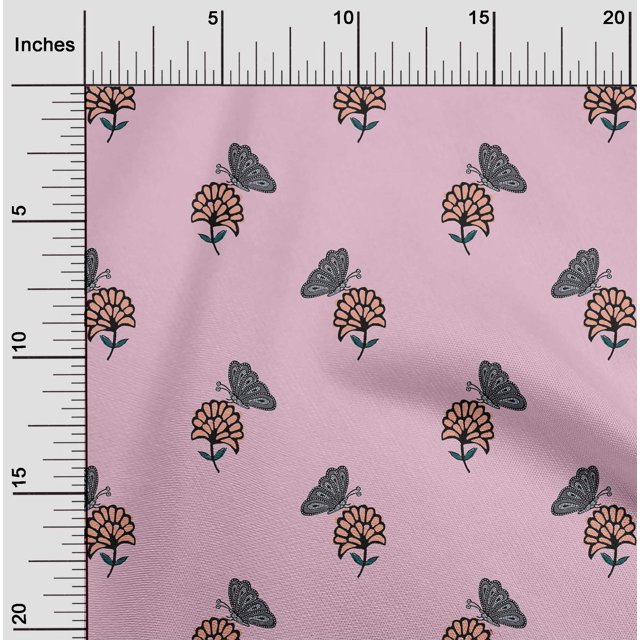 oneOone Silk Tabby Fabric Floral & Block Print Fabric By The Yard 42 Inch Wide