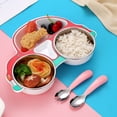thumbnail image 4 of Baohd Stainless Steel Kids Tableware Set Spoon Fork Cartoon Car Shape Compartment Design Baby Bowl for Kitchen Pink Fork, 4 of 4