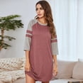 thumbnail image 3 of PENGXAING Pyjama pour Femmes Dames Nouveau Col Couleur Unie Grande Taille Pyjama Nuisette Été Maison Décontracté Pyjama pour Femmes, 3 of 7