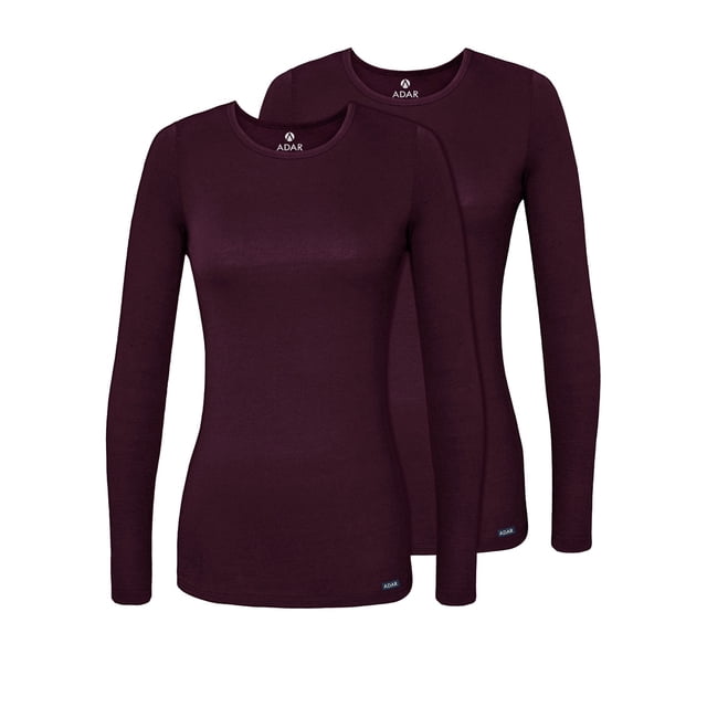 Adar sous-Couches pour Femmes, Lot de 2 - T-Shirt de sous-Couche à Manches Longues Confortable
