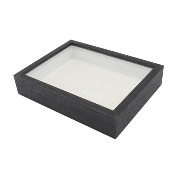 Shengyu DIY Shadow Box Wood Frame Crafts Display Case Large for Wedding Photo Medals White Black 21.9x27cm