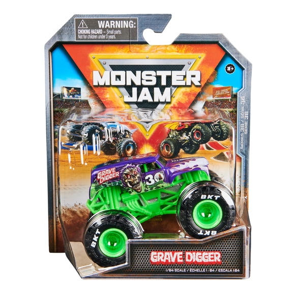 Monster Jam, Monster truck Grave Digger officiel, véhicule en métal moulé, échelle 1:64, jouets pour garçons à partir de 3 ans