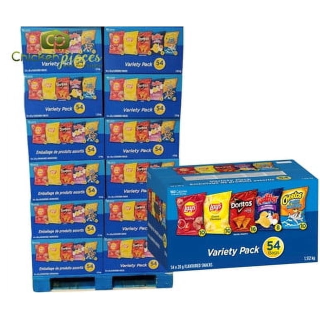 Frito Lay Collations Aromatisées Assortiment de Lay's, Doritos, Ruffles, Cheetos 54 X 28 g - Palette de 54 Caisses - Total 2916 Collations