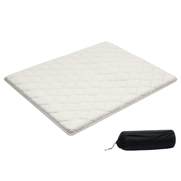 VEVOR Japanese Tatami Mat, Queen Size Foldable Japanese Tatami Mattress, Futon Mattress with Storage Bag & Fastener, 9-Layer Floor Mat for Sleeping, Dormitory, 80 x 60 x 2.5 in, White