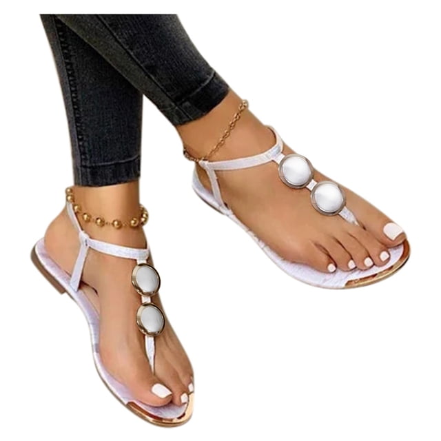 DXOUPM Sandals Womens Summer Open Toe Flip Flops Strap Shoes Outdoor Beach Vacation Going Out