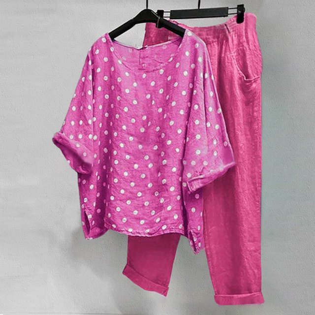 Ensembles d'Entraînement pour Femmes Imprimé Col Ras du Cou Manches Mi-Longues Chandail à Enfiler Hauts + Pantalons Ensemble Tenues pour Femmes Ensembles 2 Pcs en Liquidation