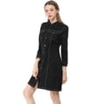thumbnail image 2 of INSPIRE CHIC Women's 3/4 Sleeve Button Down Denim Slim Fit Shirt Dress, 2 of 6