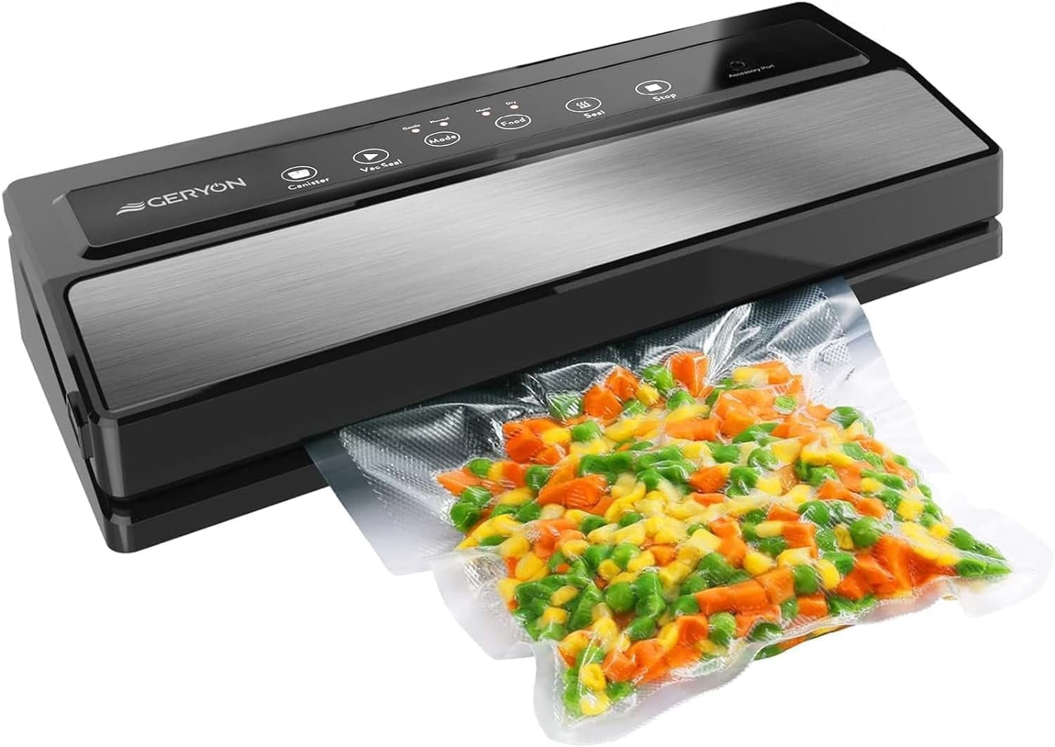 GERYON Vacuum Sealer, Vacuum Sealer Machine for Food Storage with Sealer Bags & Roll, Automatic Food Sealer for Sous Vide, Compact Design, LED Lights