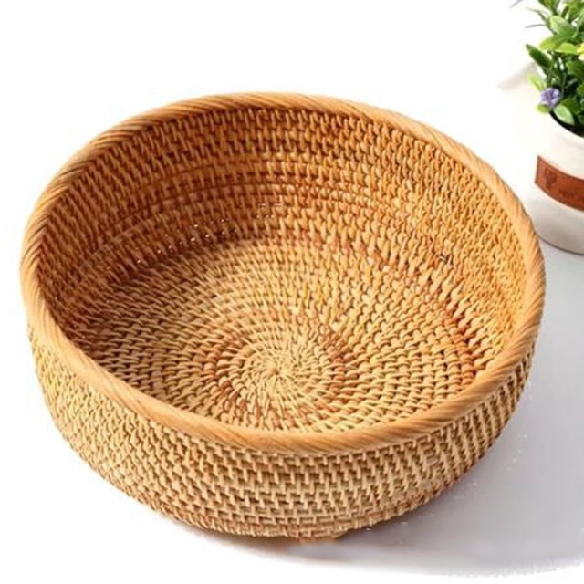 Handcrafted natural wicker fruit rack with exquisite weaving, perfect for