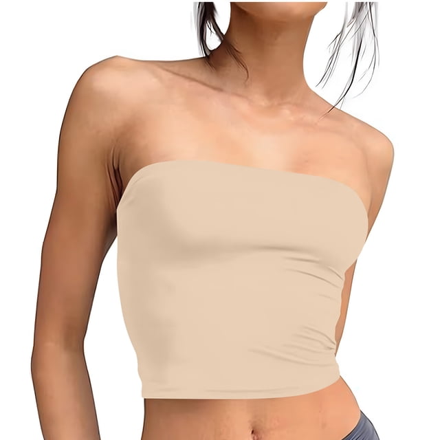 Timegard Womens Tube Tank Tops Sleeveless Strapless Crop Tops Basic Backless Top Going out Cute Summer Shirts