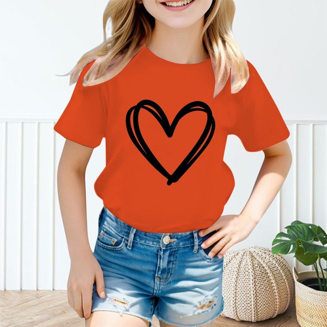 WEAIXIMIUNG T-Shirt Fillette Tout-Petit Enfant Filles Mignon Graphique Col Rond Manches Courtes T-Shirt Été Décontracté T-Shirt 100