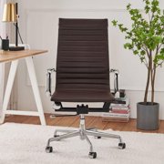 Toni Executive PU Leather Office Chair,High-Back Executive Swivel Office Desk Chair, Upholstery, Lumbar Support, Modern Style in Black