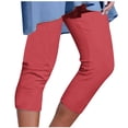 thumbnail image 1 of Yuyuzo Womens Plus Size Capris High Waisted Straight Leg Solid Color Bottom Capri Pants for Women 3/4 Slacks, 1 of 5