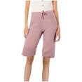 thumbnail image 1 of AherBiu Womens Shorts Casual High Waisted Drawstring Relaxed Fitted Short Summer Knee Length Shorts, 1 of 4