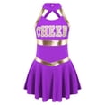 thumbnail image 3 of vastwit Tenue d'Uniforme de Cheerleading pour Filles Sans Manches Robe à Imprimé de Lettres Costume de Performance de Danse Violet 10, 3 of 7