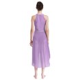 thumbnail image 3 of RUNQHUI Costume de Danse Lyrique pour Femme Robe Asymétrique Froncée avec Strass Justaucorps à Jupe de Danse Moderne Violet Pâle m, 3 of 7