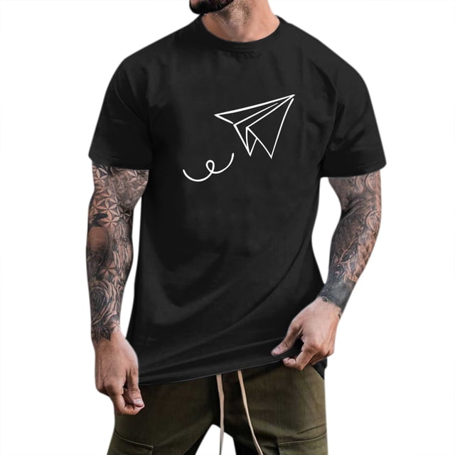 BOBOGOJP T-Shirts pour Homme à Manches Courtes, T-Shirt Graphique en Coton (Noir,P)