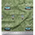 thumbnail image 1 of Soimoi Green polyester Crepe Fabric Caramel & Americano Coffee Beverages Print Sewing Fabric Yard 52 Inch Wide, 1 of 3