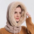 thumbnail image 4 of Women Winter Outdoor Riding Headgear Cold-Proof Ski Cap Warm Bib Face Mask Integrated Cold-Proof Hood Hat, 4 of 5