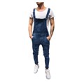 thumbnail image 2 of EGNMCR Men's Pants, Full Length Pants Overalls, Men's Denim Bib Overall, Men's Workout Athletic Pants Mens Washed Bib Overalls Casual Ripped Jumpsuits Rompers Men Pants, 2 of 8