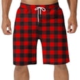 thumbnail image 1 of Diufon Men's Casual Shorts Spring Summer Wide Leg Loose Plaid Printed Elastic Waisted Drawstring Sport Shorts, 1 of 4