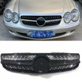thumbnail image 2 of Grille avant pour Mercedes-Benz R230 SL Class 2007-2009 SL550 Pare-Chocs Supérieur de Voiture Noir/argent Grille en Maille, 2 of 6