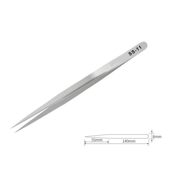 Stainless Steel Tweezers High Precision Elbow Fine Tip Anti-Static Repair Tool# Ss-11