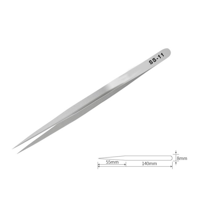 Stainless Steel Tweezers High Precision Elbow Fine Tip Anti-Static Repair Tool# Ss-11