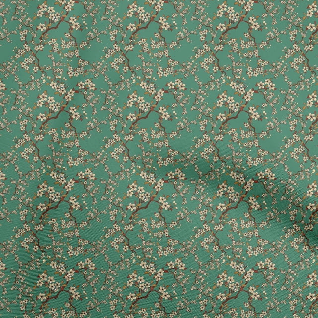 oneOone Rayon Teal Green Fabric Floral Ditsy Sewing Craft Projects Fabric Prints By Yard 56 Inch Wide