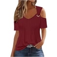 thumbnail image 2 of QIPOPIQ Women's Cold Shoulder Tops Short Sleeve V Neck T Shirts Basic Summer Tees Clearance, 2 of 7