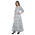 thumbnail image 2 of Moomaya Robe Maxi Évasée à Col Rond et Manches 3/4 Imprimée, Tenue Décontractée d'Été, 2 of 3